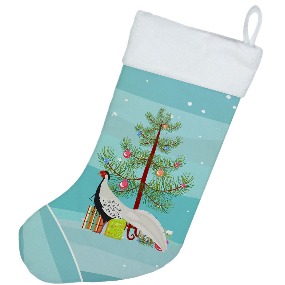 Silver Pheasant Christmas Holiday Stocking Double-Sided Print, Polyester Suede,11x18, Made in USA