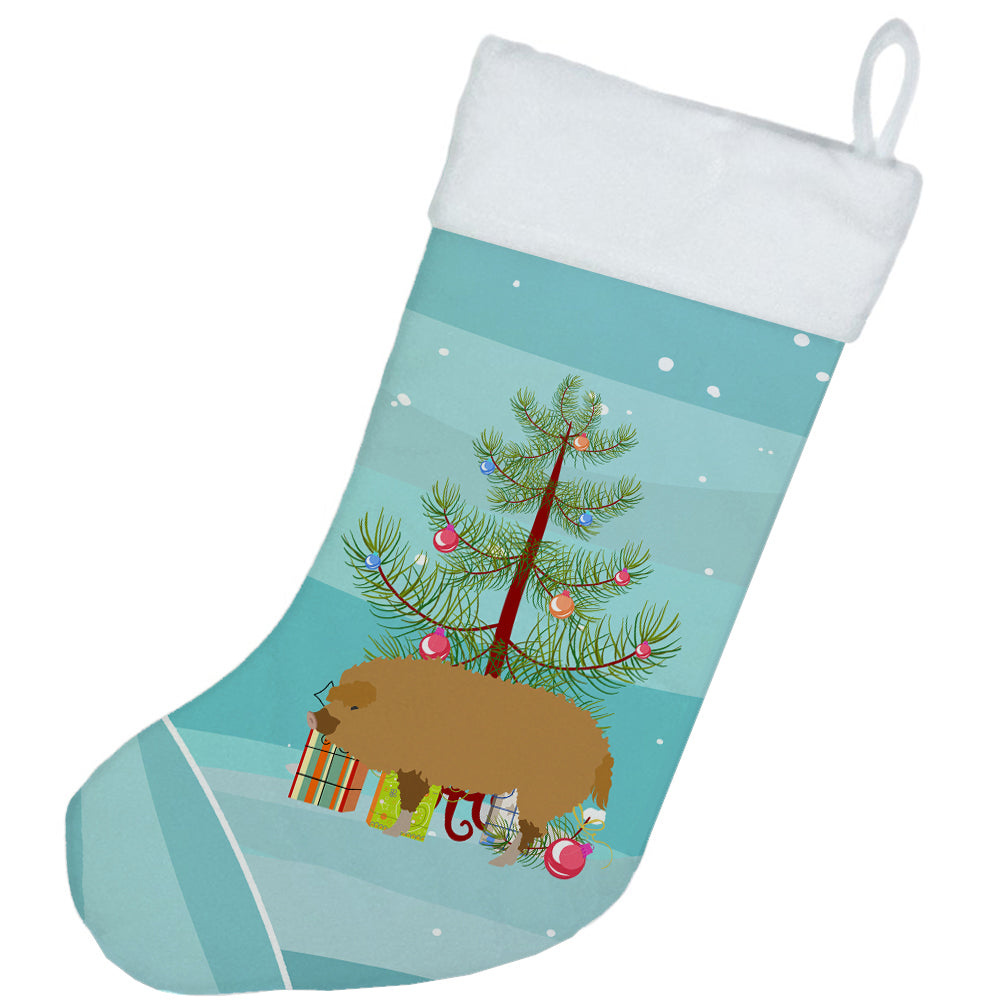 Hungarian Mangalica Pig Christmas Holiday Stocking Double-Sided Print, Polyester Suede,11x18, Made in USA