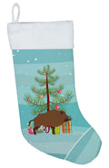 Wild Boar Pig Christmas Holiday Stocking Double-Sided Print, Polyester Suede,11x18, Made in USA