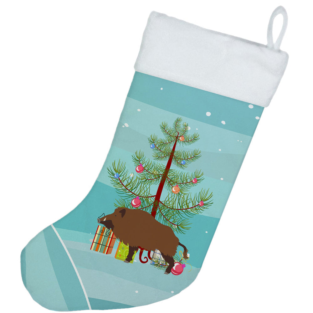 Wild Boar Pig Christmas Holiday Stocking Double-Sided Print, Polyester Suede,11x18, Made in USA