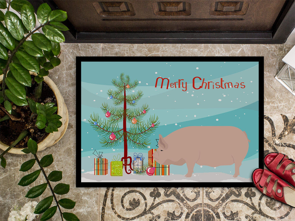 Welsh Pig Christmas Doormat Indoor Outdoor 18H X 27W Front Door Mat Rugs for Entryway, Non Slip Washable