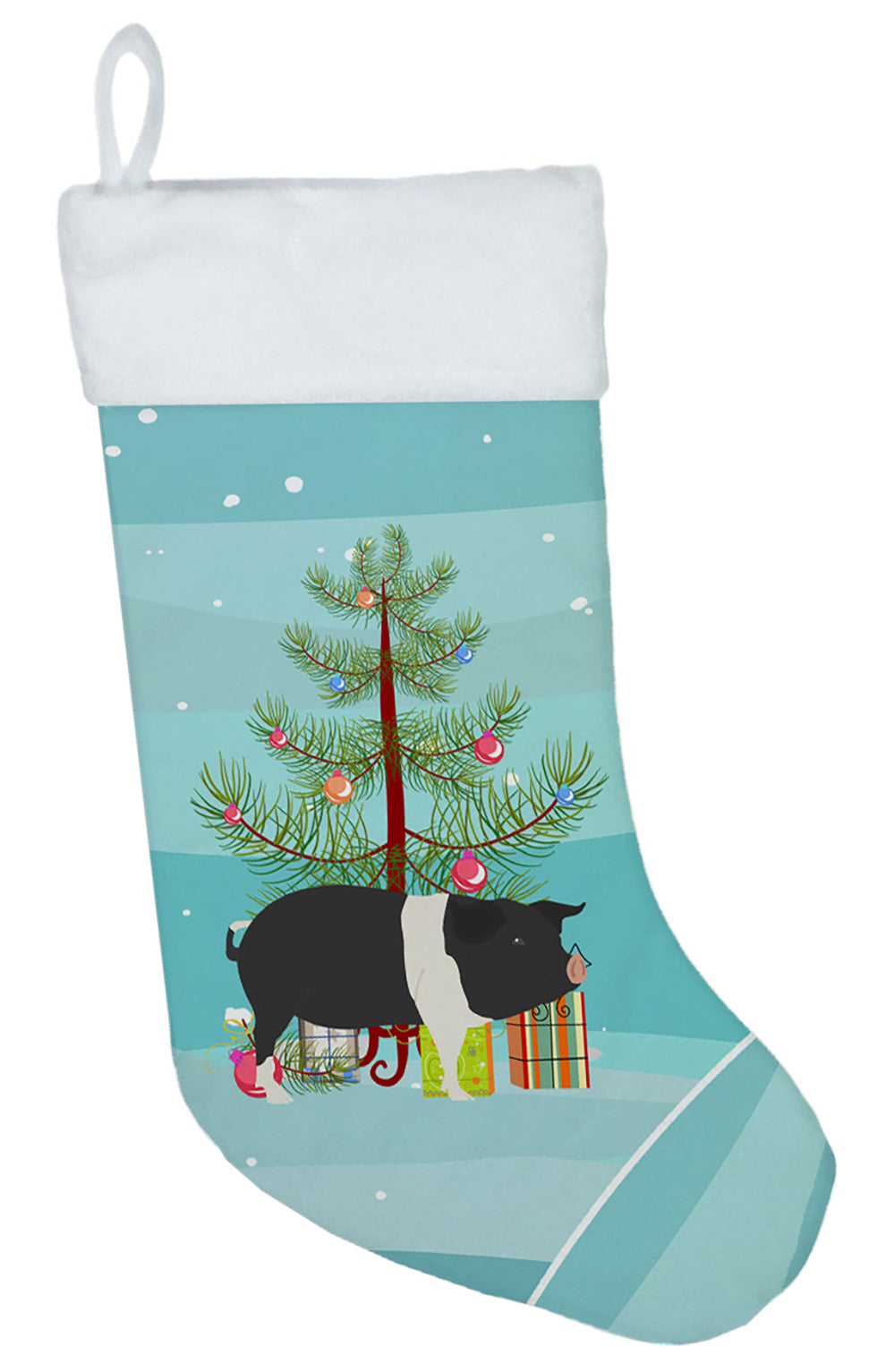 Hampshire Pig Christmas Holiday Stocking Double-Sided Print, Polyester Suede,11x18, Made in USA