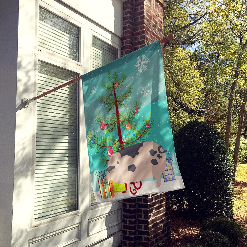 Gloucester Old Spot Pig Christmas House Flag 28x40 Porch Sleeve Pole Decorative Outside Yard Banner Artwork Wall Hanging, Polyester