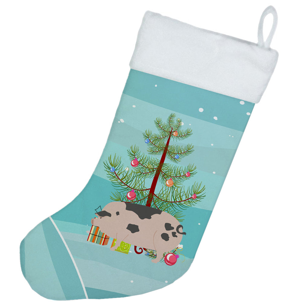 Gloucester Old Spot Pig Christmas Holiday Stocking Double-Sided Print, Polyester Suede,11x18, Made in USA