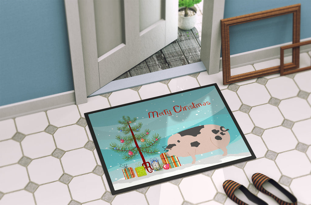 Gloucester Old Spot Pig Christmas Doormat Indoor Outdoor 24H X 36W Front Door Mat Rugs for Entryway, Non Slip Washable Low Pile,