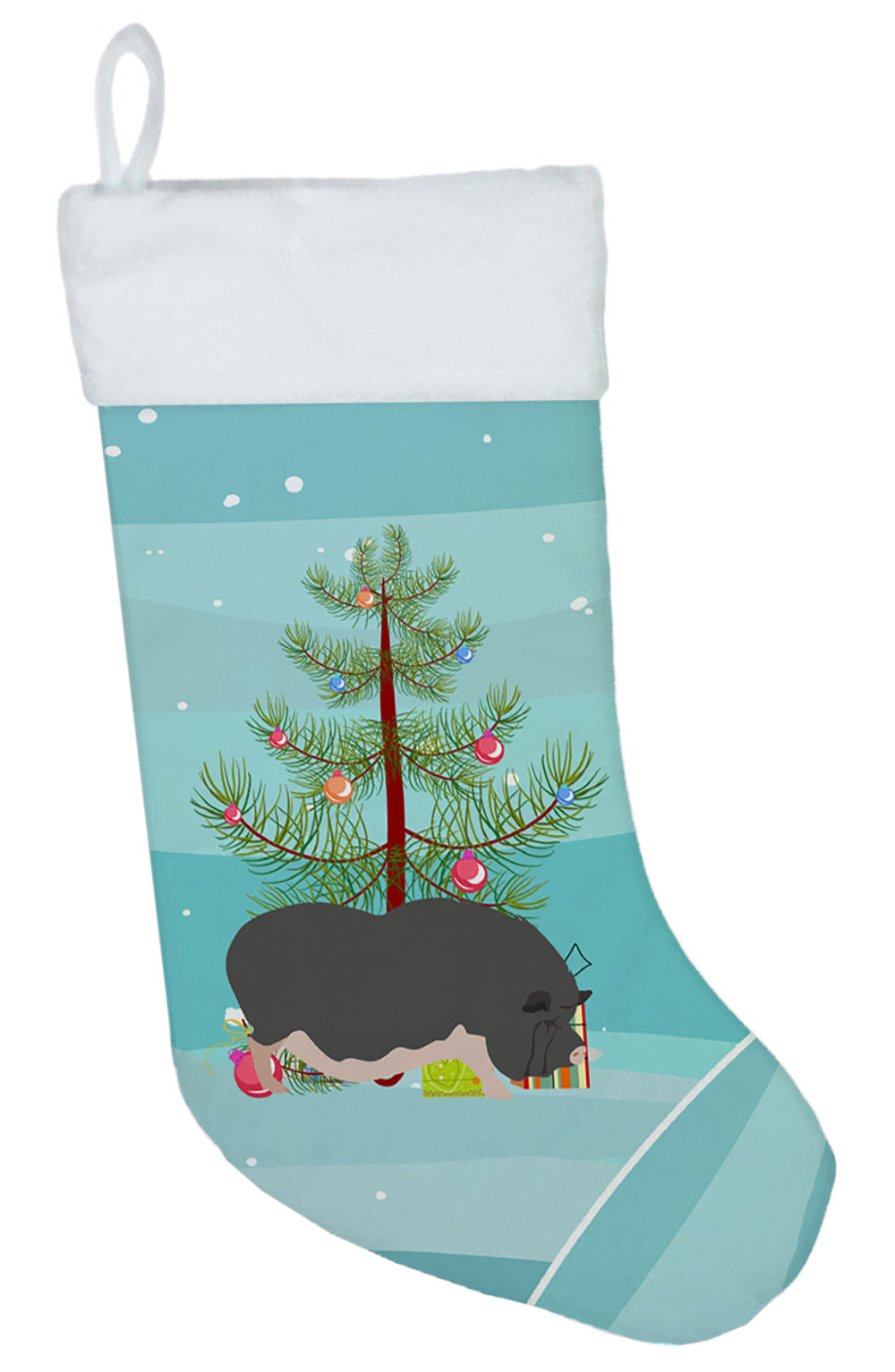 Vietnamese Pot-Bellied Pig Christmas Holiday Stocking Double-Sided Print, Polyester Suede,11x18, Made in USA