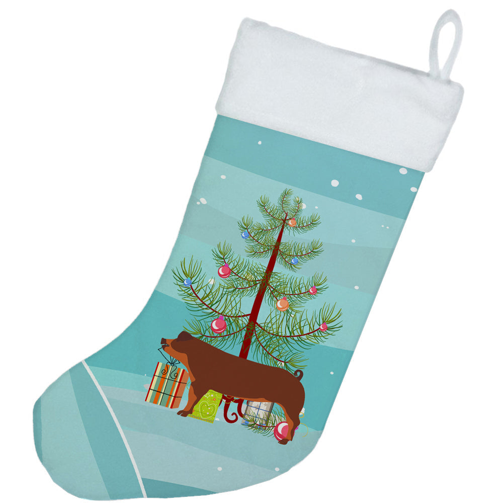 Duroc Pig Christmas Holiday Stocking Double-Sided Print, Polyester Suede,11x18, Made in USA