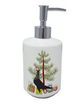 English Carrier Pigeon Christmas Ceramic Soap Dispenser , Empty Refillable Hand Soap Pump Bottle for Bathroom Kitchen