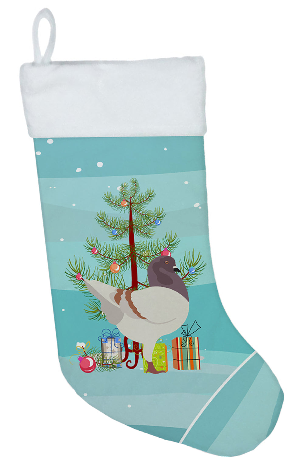 German Modena Pigeon Christmas Holiday Stocking Double-Sided Print, Polyester Suede,11x18, Made in USA