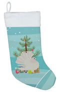 Silver Fantail Pigeon Christmas Holiday Stocking Double-Sided Print, Polyester Suede,11x18, Made in USA