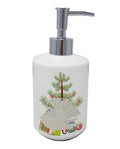 Silver Fantail Pigeon Christmas Ceramic Soap Dispenser , Empty Refillable Hand Soap Pump Bottle for Bathroom Kitchen