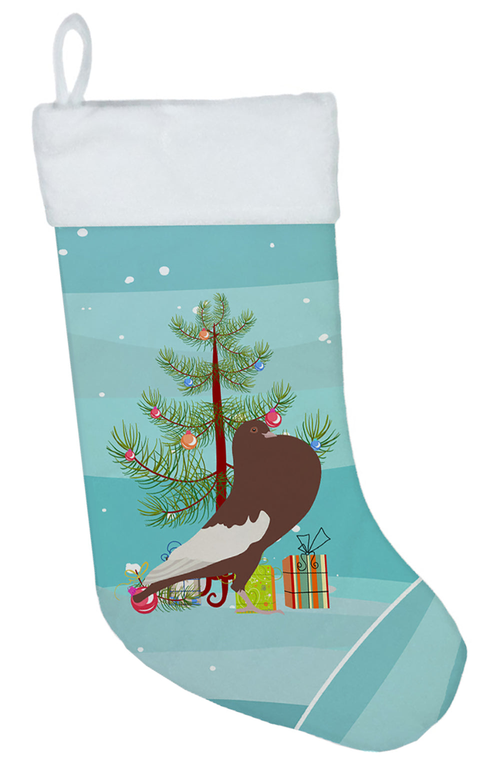 English Pouter Pigeon Christmas Holiday Stocking Double-Sided Print, Polyester Suede,11x18, Made in USA