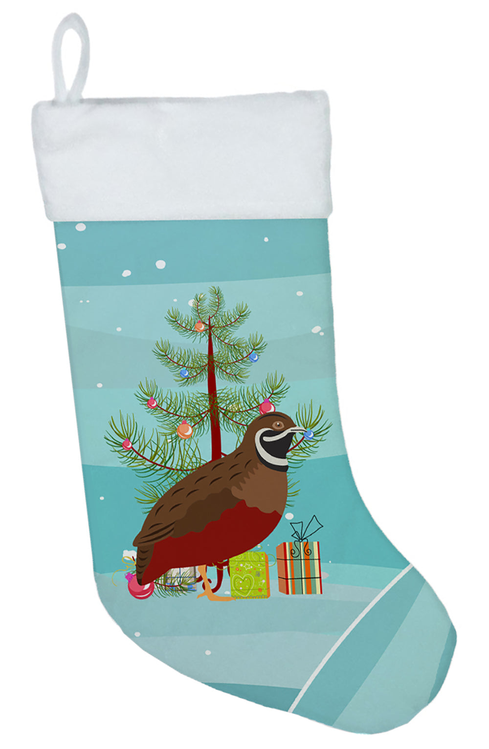 Chinese Painted or King Quail Christmas Holiday Stocking Double-Sided Print, Polyester Suede,11x18, Made in USA