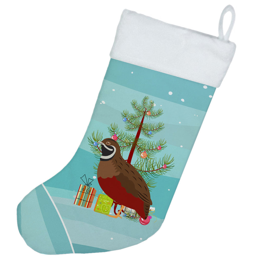 Chinese Painted or King Quail Christmas Holiday Stocking Double-Sided Print, Polyester Suede,11x18, Made in USA