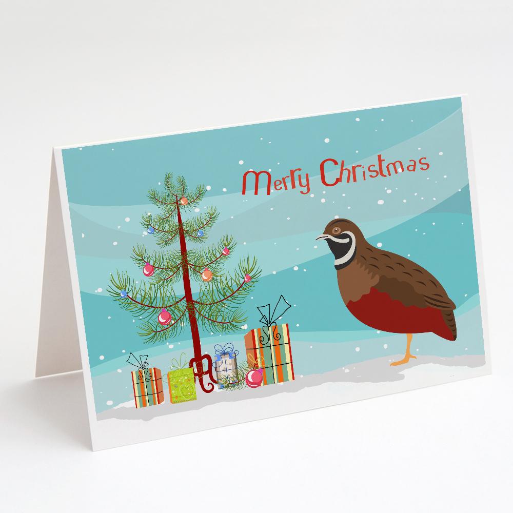 Chinese Painted or King Quail Christmas Greeting Cards Pack of 8 Blank Cards with Envelopes Whimsical A7 Size 5x7