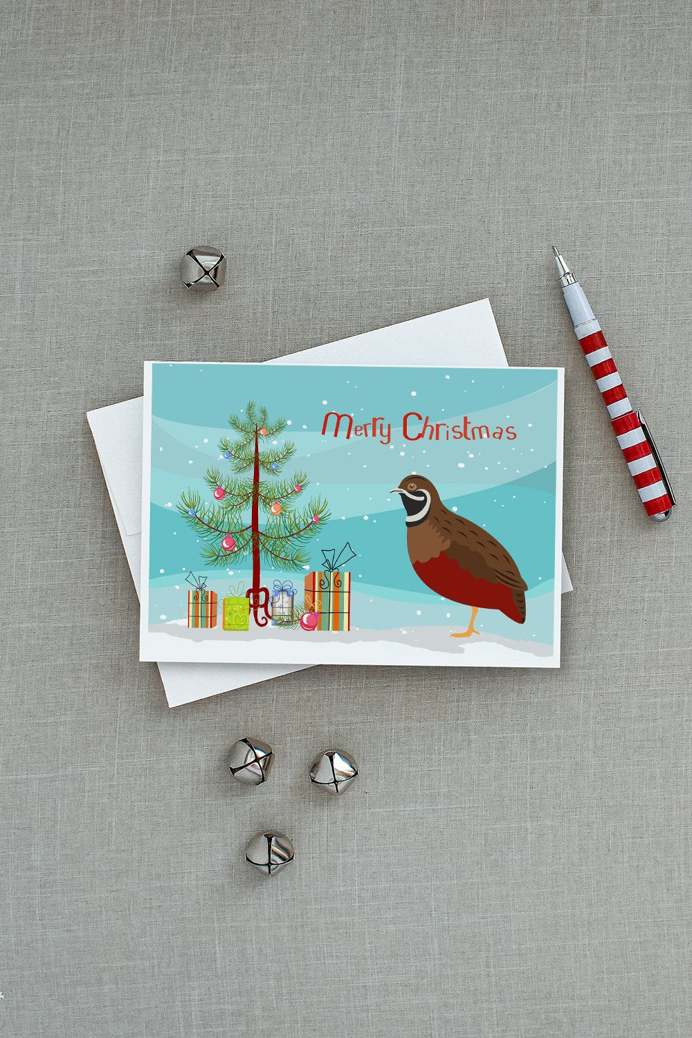 Chinese Painted or King Quail Christmas Greeting Cards Pack of 8 Blank Cards with Envelopes Whimsical A7 Size 5x7