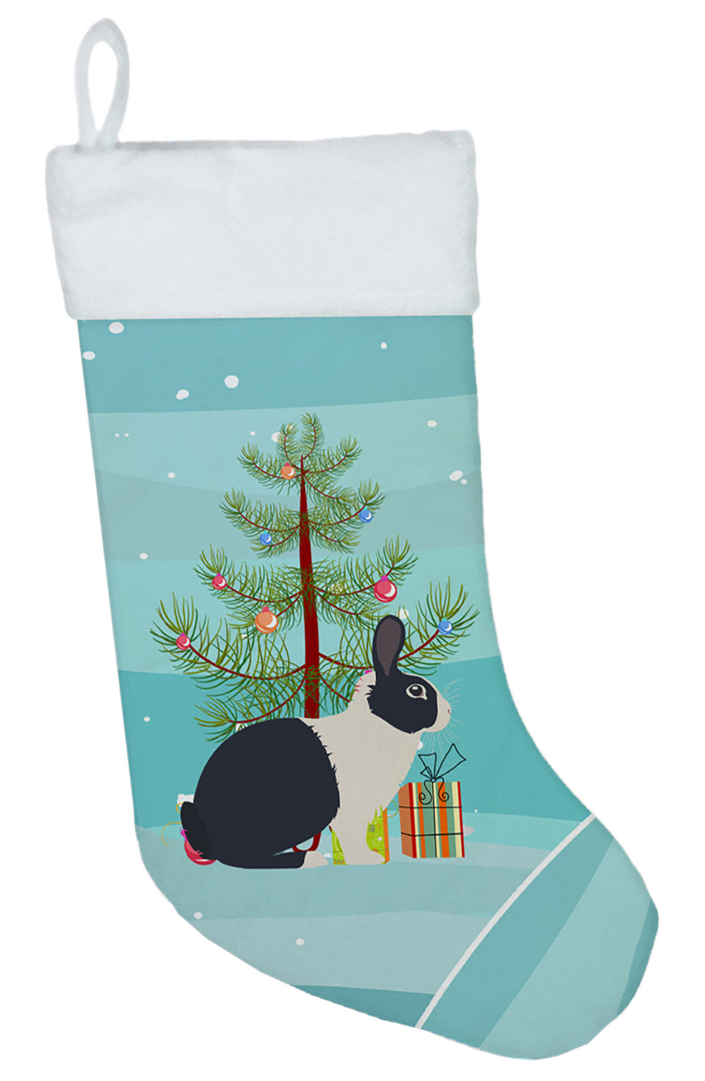 Dutch Rabbit Christmas Holiday Stocking Double-Sided Print, Polyester Suede,11x18, Made in USA