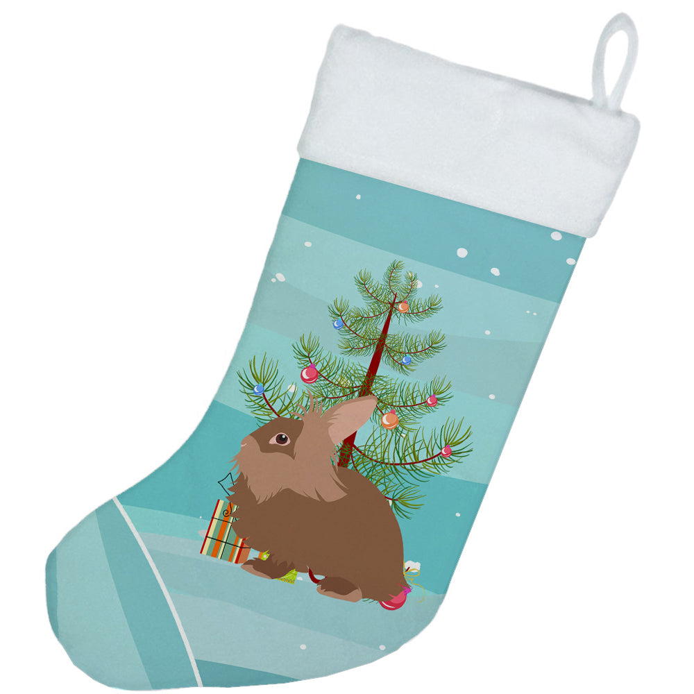 Lionhead Rabbit Christmas Holiday Stocking Double-Sided Print, Polyester Suede,11x18, Made in USA