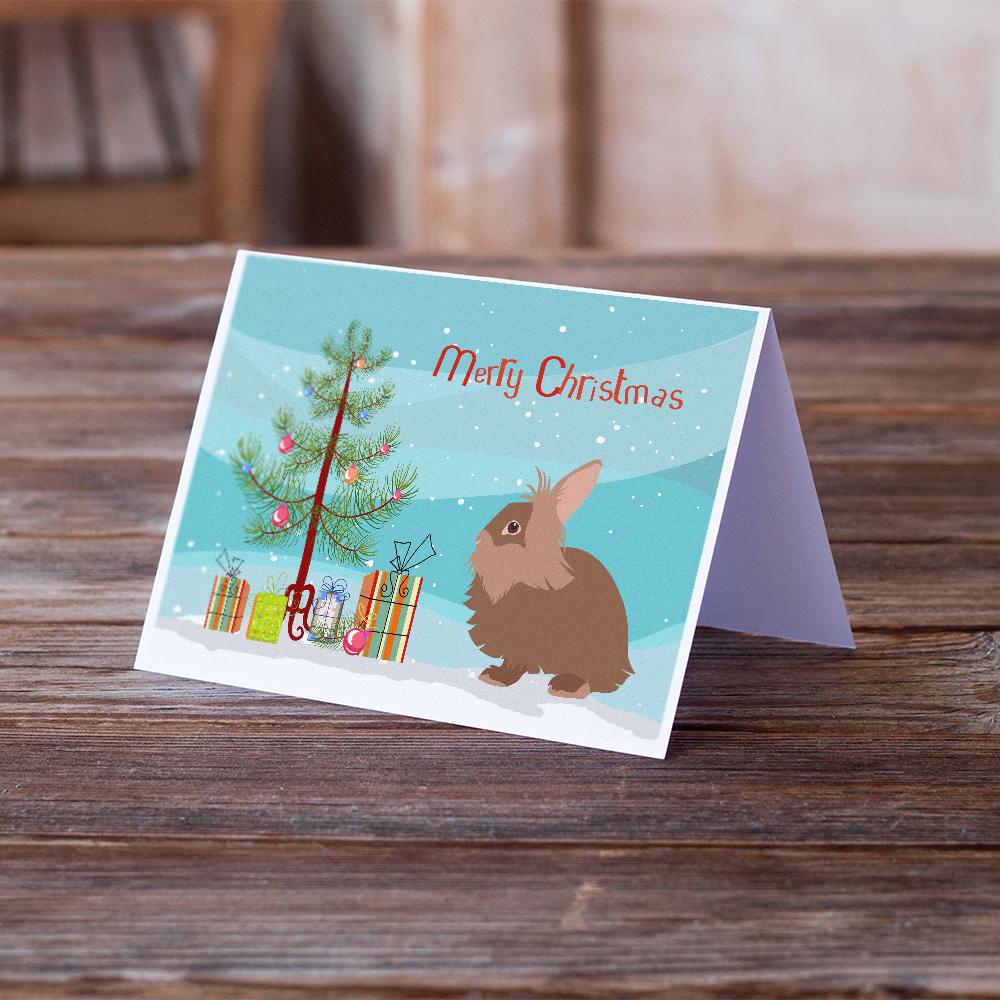 Lionhead Rabbit Christmas Greeting Cards Pack of 8 Blank Cards with Envelopes Whimsical A7 Size 5x7