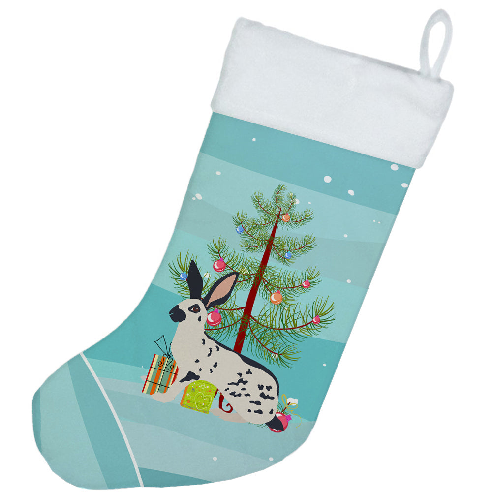 English Spot Rabbit Christmas Holiday Stocking Double-Sided Print, Polyester Suede,11x18, Made in USA