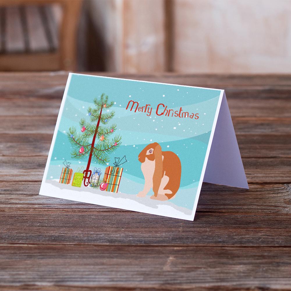 English Lop Rabbit Christmas Greeting Cards Pack of 8 Blank Cards with Envelopes Whimsical A7 Size 5x7