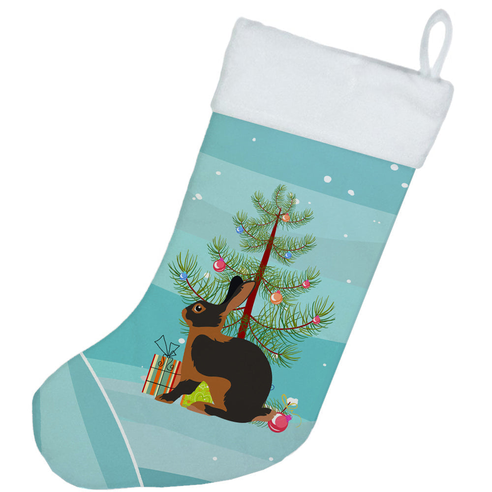 Tan Rabbit Christmas Holiday Stocking Double-Sided Print, Polyester Suede,11x18, Made in USA