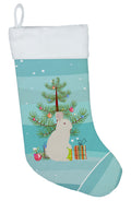 New Zealand White Rabbit Christmas Holiday Stocking Double-Sided Print, Polyester Suede,11x18, Made in USA