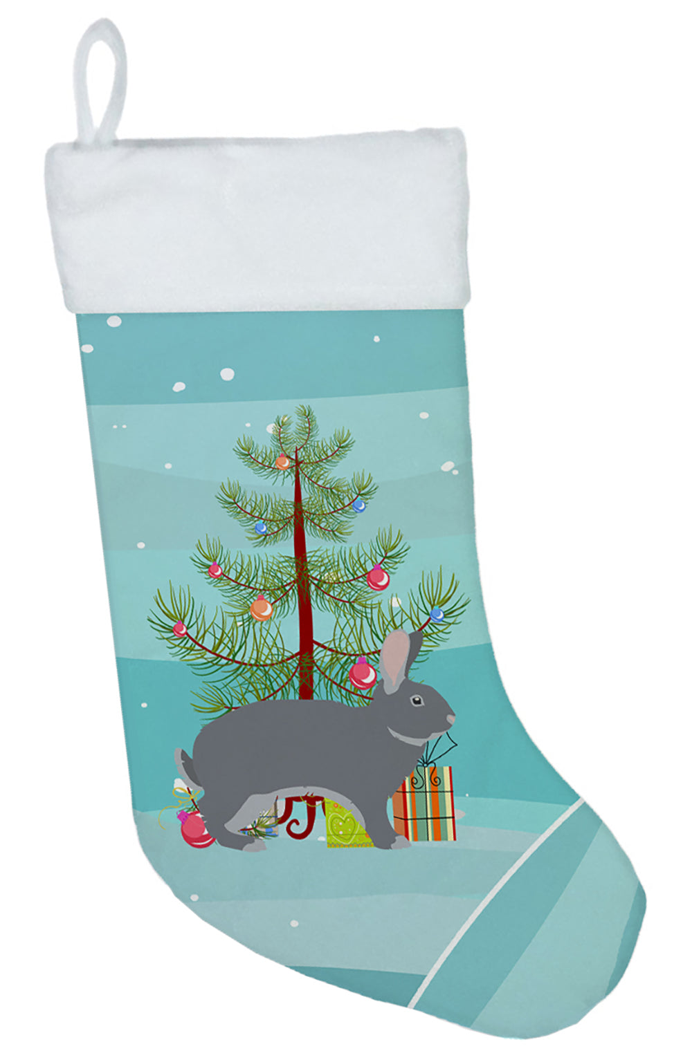 Giant Chinchilla Rabbit Christmas Holiday Stocking Double-Sided Print, Polyester Suede,11x18, Made in USA