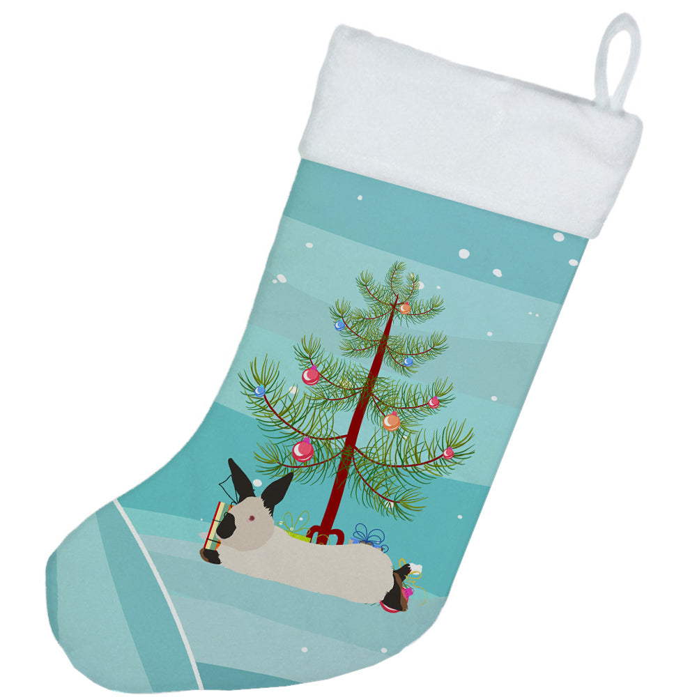 California White Rabbit Christmas Holiday Stocking Double-Sided Print, Polyester Suede,11x18, Made in USA