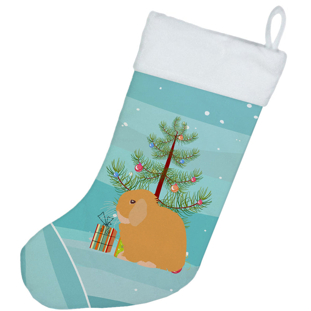 Holland Lop Rabbit Christmas Holiday Stocking Double-Sided Print, Polyester Suede,11x18, Made in USA