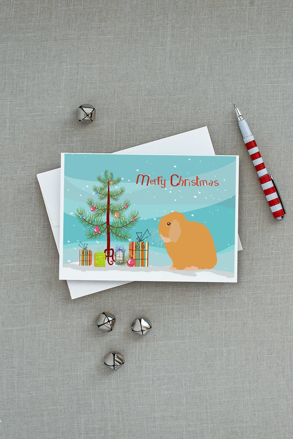 Holland Lop Rabbit Christmas Greeting Cards Pack of 8 Blank Cards with Envelopes Whimsical A7 Size 5x7