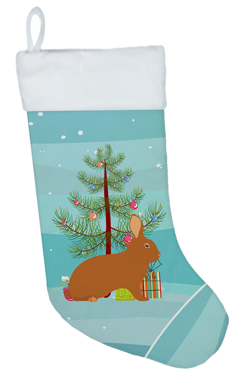 Rex Rabbit Christmas Holiday Stocking Double-Sided Print, Polyester Suede,11x18, Made in USA