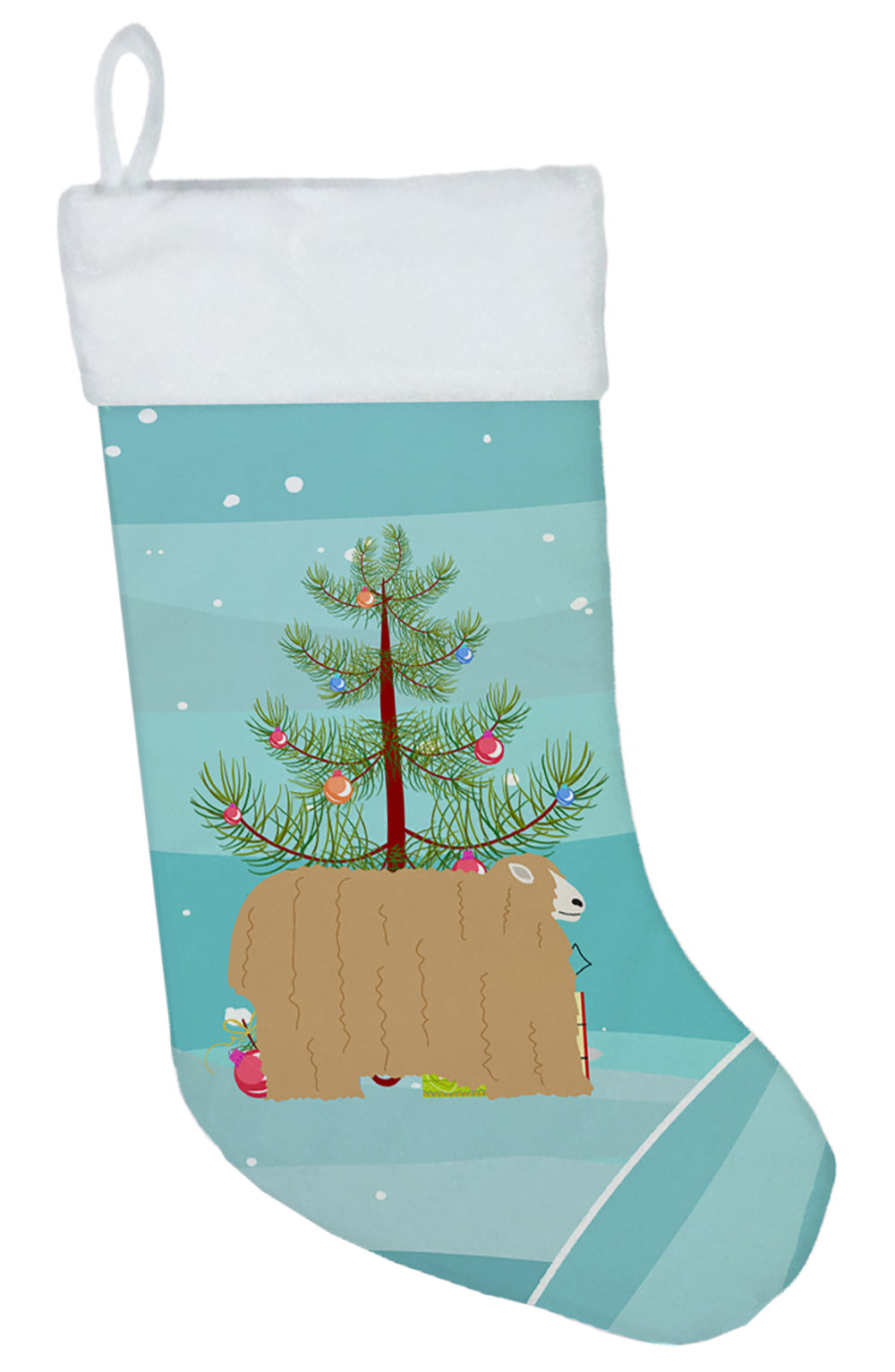Lincoln Longwool Sheep Christmas Holiday Stocking Double-Sided Print, Polyester Suede,11x18, Made in USA