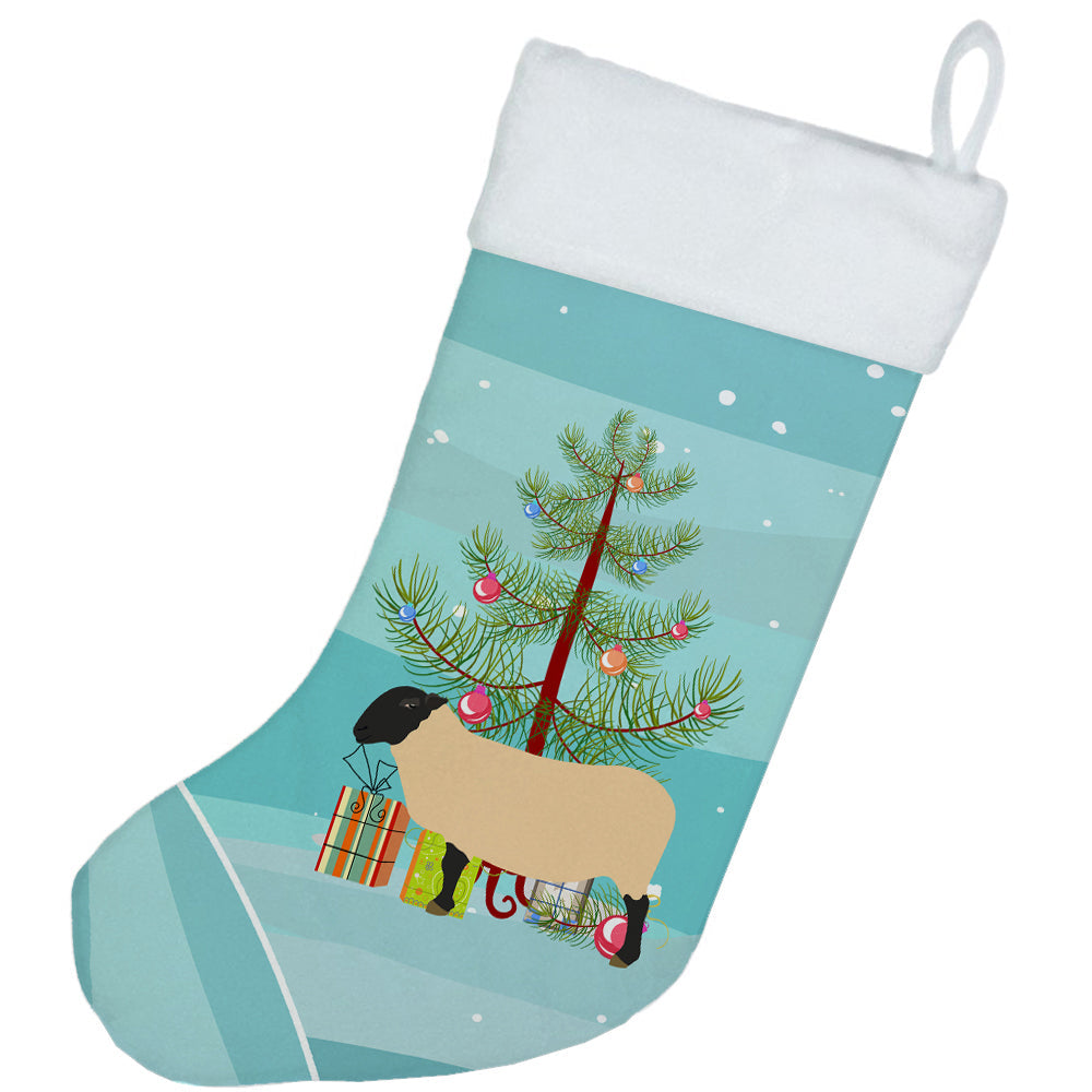 Suffolk Sheep Christmas Holiday Stocking Double-Sided Print, Polyester Suede,11x18, Made in USA