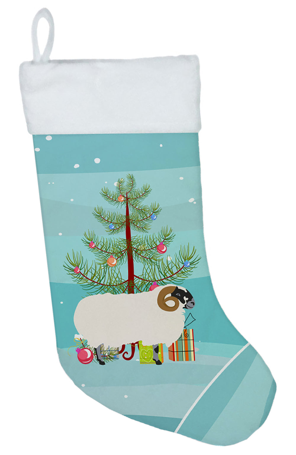 Scottish Blackface Sheep Christmas Holiday Stocking Double-Sided Print, Polyester Suede,11x18, Made in USA