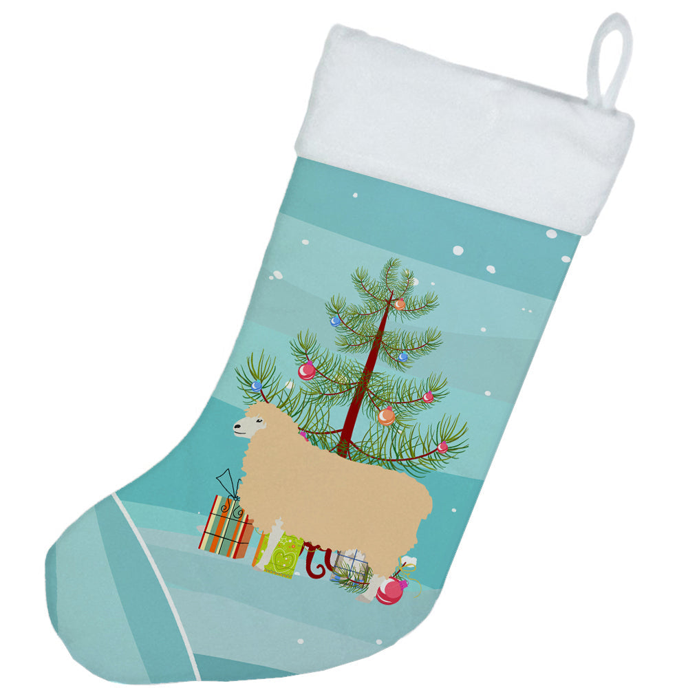 English Leicester Longwool Sheep Christmas Holiday Stocking Double-Sided Print, Polyester Suede,11x18, Made in USA