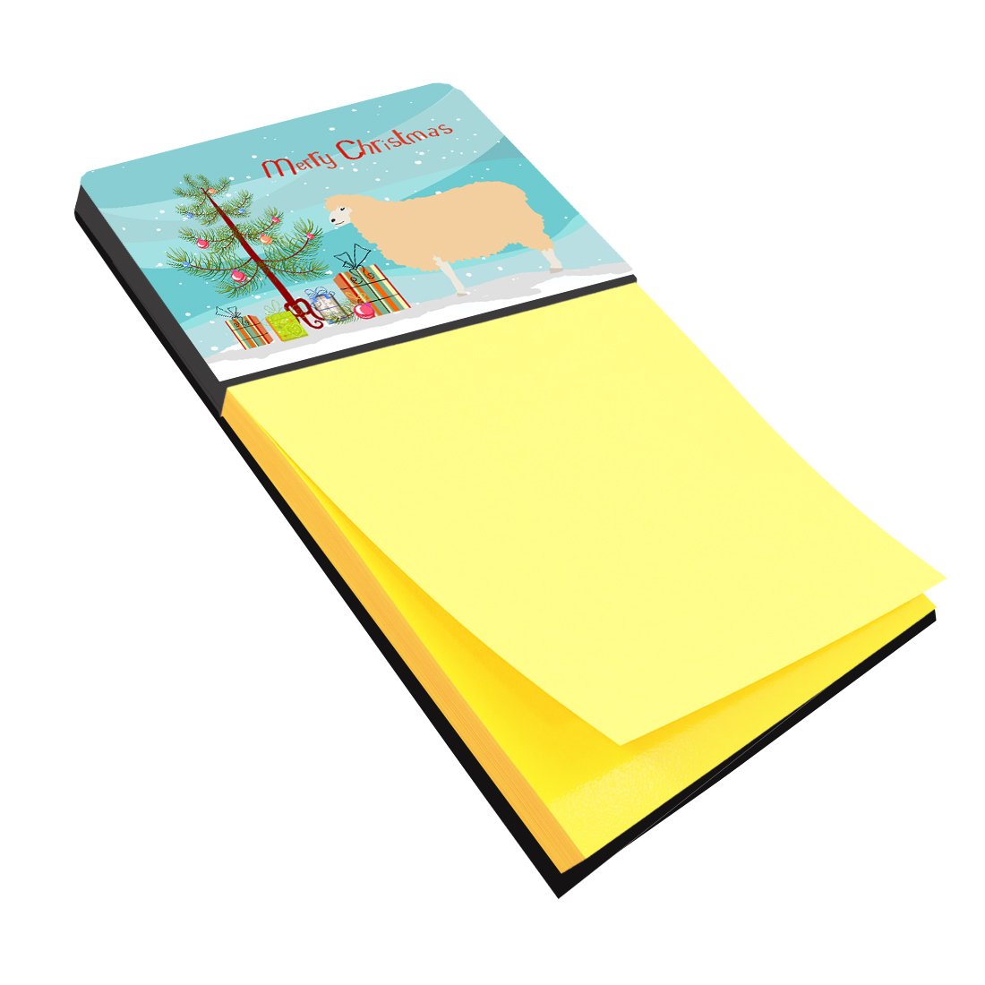 English Leicester Longwool Sheep Christmas Watercolor Sticky Note Holder Refillable Dispenser Desk Accessory 3x3 Pad Gift