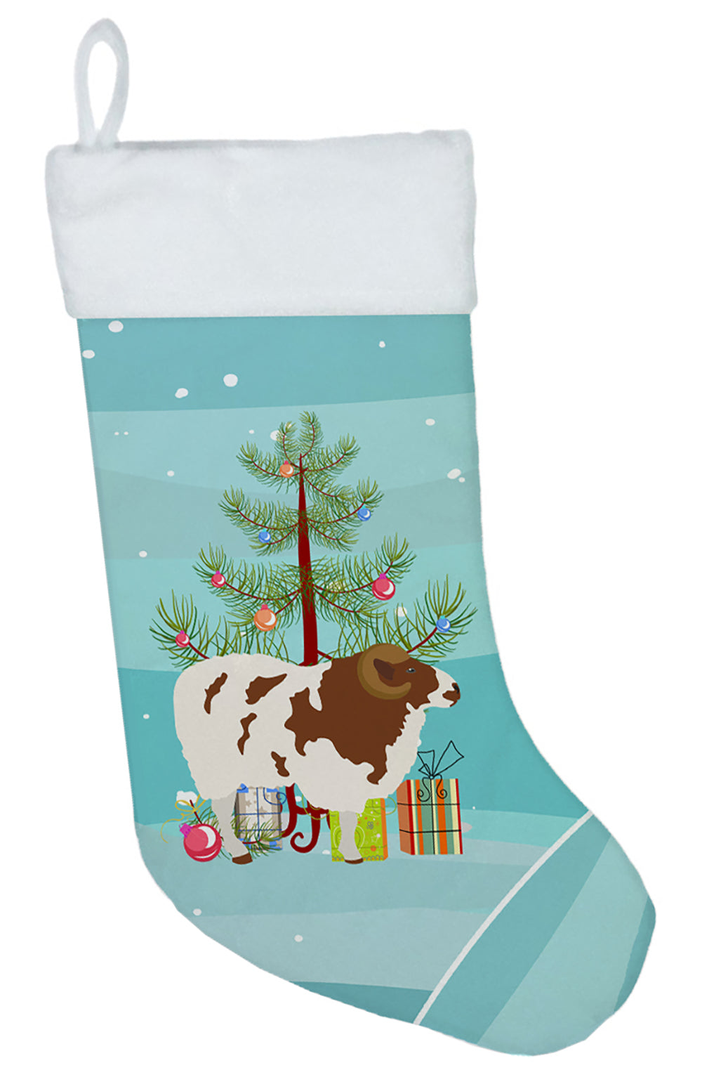 Jacob Sheep Christmas Holiday Stocking Double-Sided Print, Polyester Suede,11x18, Made in USA