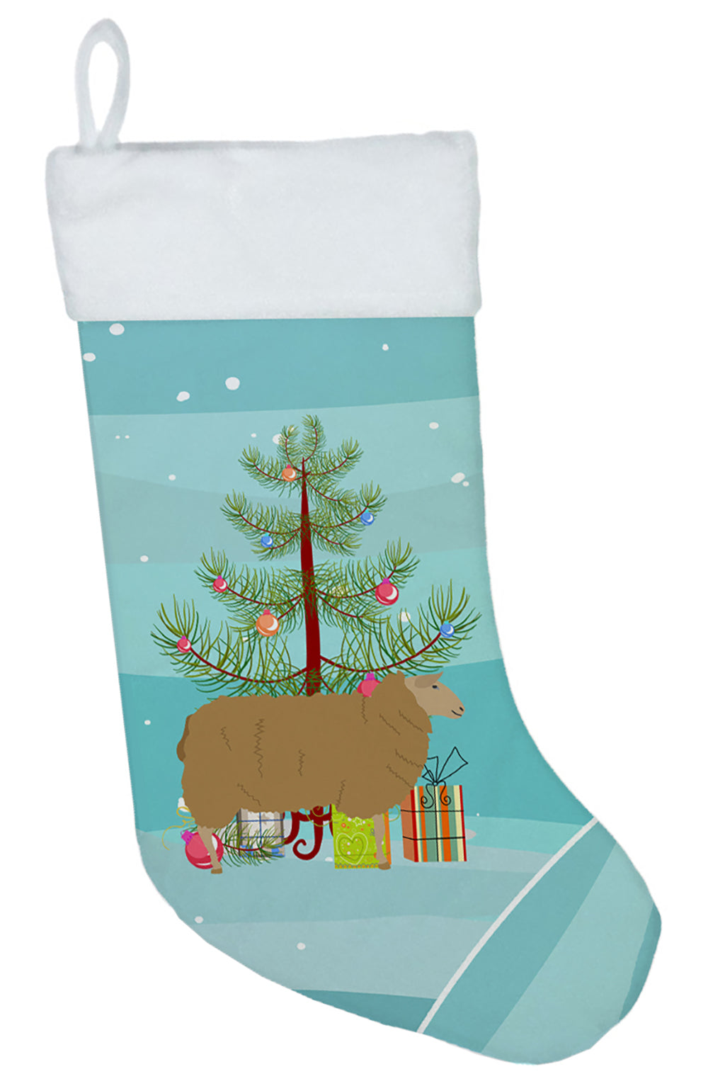 East Friesian Sheep Christmas Holiday Stocking Double-Sided Print, Polyester Suede,11x18, Made in USA