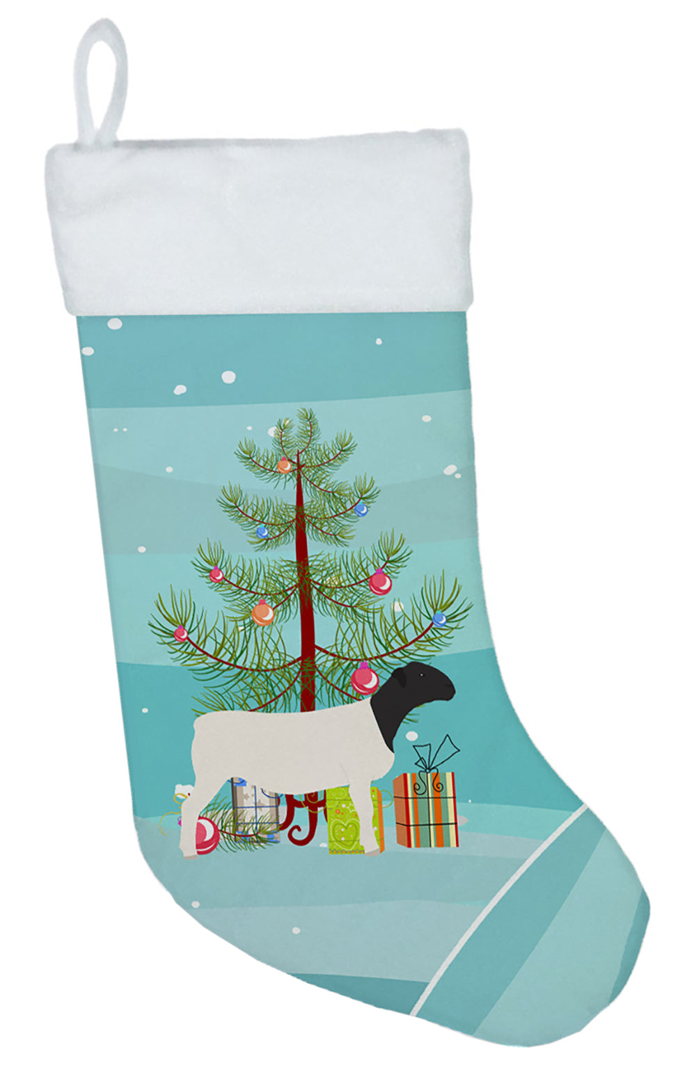 Dorper Sheep Christmas Holiday Stocking Double-Sided Print, Polyester Suede,11x18, Made in USA