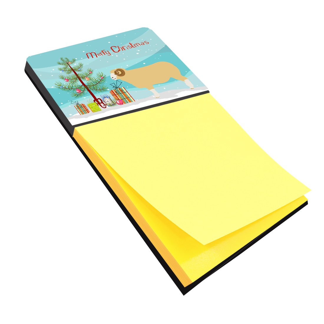 Horned Dorset Sheep Christmas Watercolor Sticky Note Holder Refillable Dispenser Desk Accessory 3x3 Pad Gift
