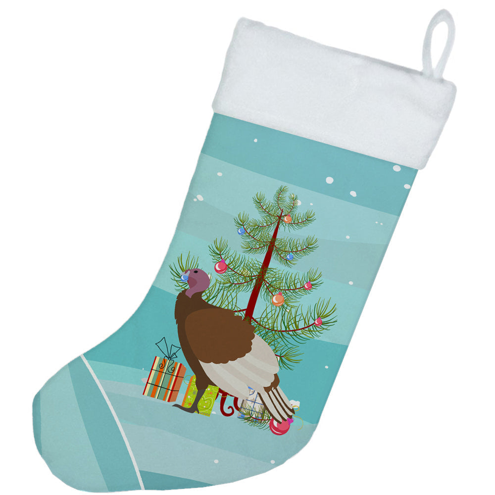 Bourbon Red Turkey Hen Christmas Holiday Stocking Double-Sided Print, Polyester Suede,11x18, Made in USA