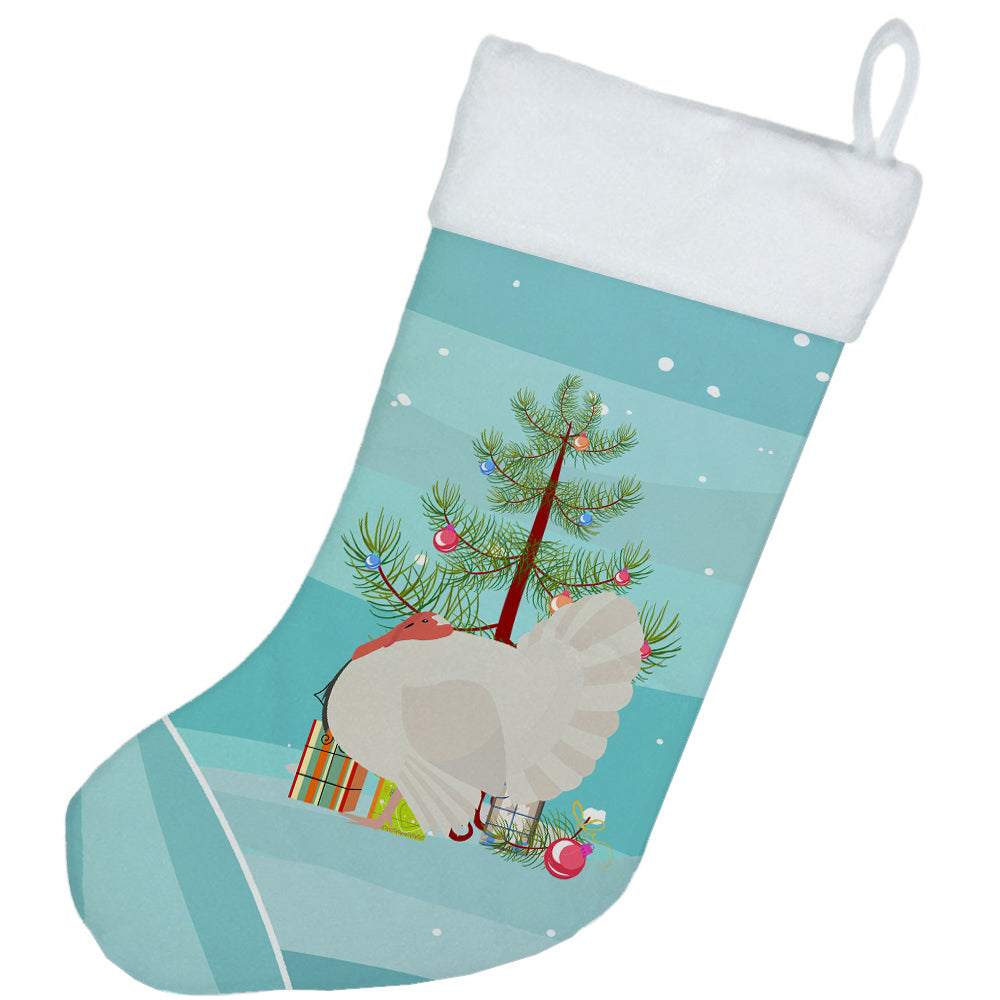 White Holland Turkey Christmas Holiday Stocking Double-Sided Print, Polyester Suede,11x18, Made in USA