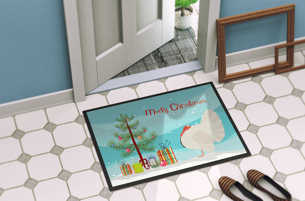 White Holland Turkey Christmas Doormat Indoor Outdoor 24H X 36W Front Door Mat Rugs for Entryway, Non Slip Washable Low Pile,