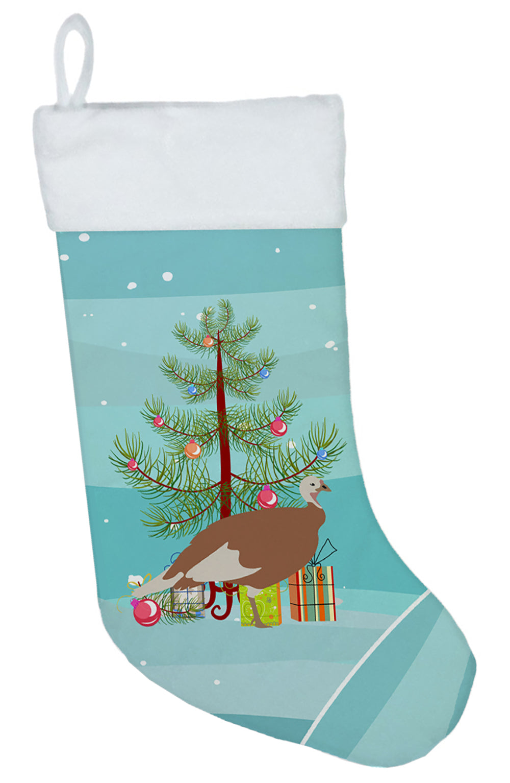 Jersey Buff Turkey Hen Christmas Holiday Stocking Double-Sided Print, Polyester Suede,11x18, Made in USA