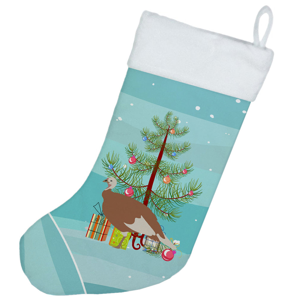 Jersey Buff Turkey Hen Christmas Holiday Stocking Double-Sided Print, Polyester Suede,11x18, Made in USA