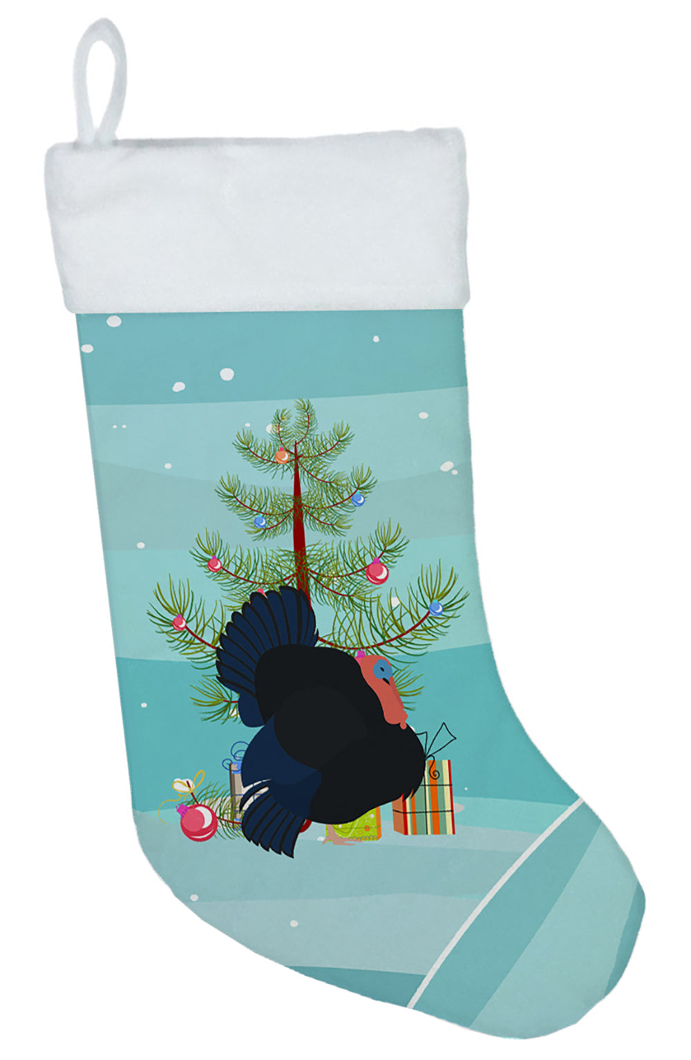 Norfolk Black Turkey Christmas Holiday Stocking Double-Sided Print, Polyester Suede,11x18, Made in USA