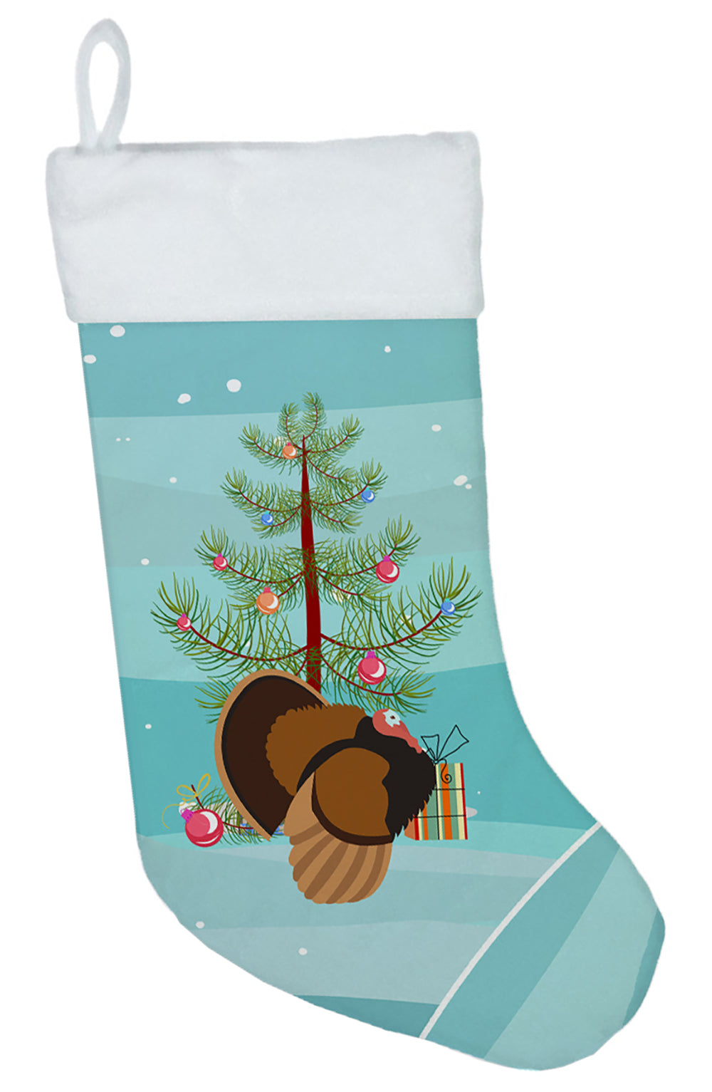 Bronze Turkey Christmas Holiday Stocking Double-Sided Print, Polyester Suede,11x18, Made in USA