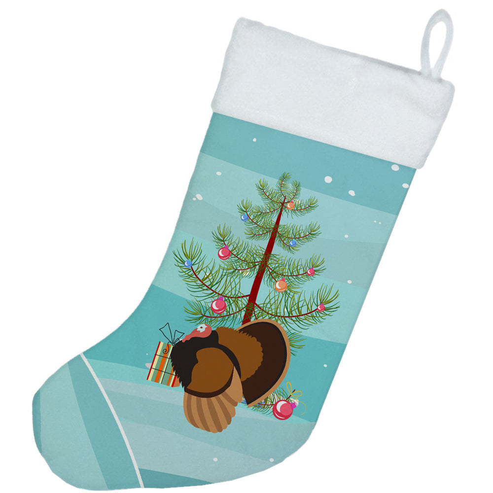 Bronze Turkey Christmas Holiday Stocking Double-Sided Print, Polyester Suede,11x18, Made in USA