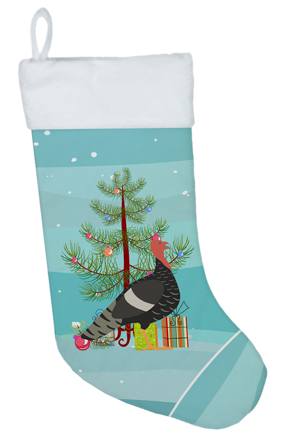 Marragansett Turkey Christmas Holiday Stocking Double-Sided Print, Polyester Suede,11x18, Made in USA